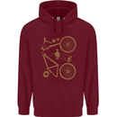 Bicycle Parts Cycling Cyclist Bike Funny Childrens Kids Hoodie Maroon