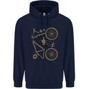 Bicycle Parts Cycling Cyclist Bike Funny Childrens Kids Hoodie Navy Blue