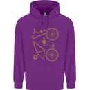 Bicycle Parts Cycling Cyclist Bike Funny Childrens Kids Hoodie Purple