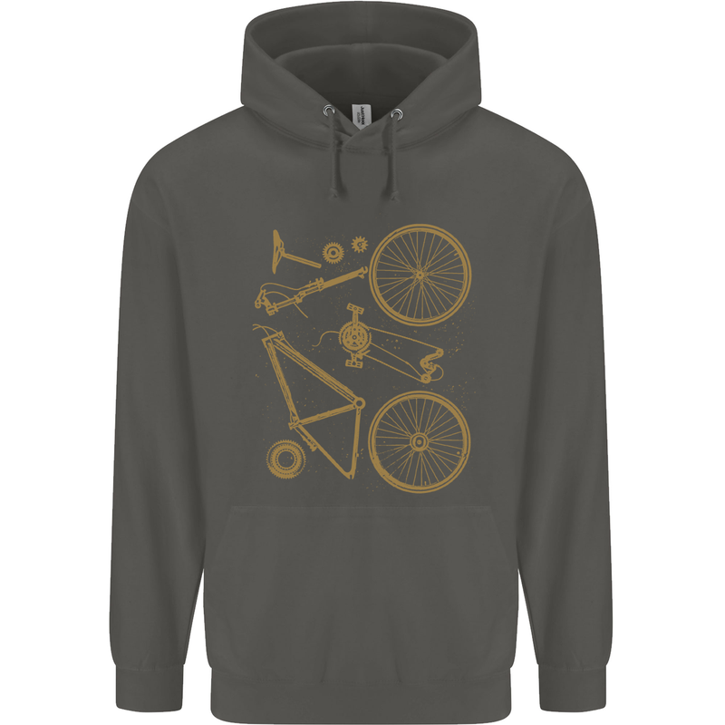 Bicycle Parts Cycling Cyclist Bike Funny Childrens Kids Hoodie Storm Grey