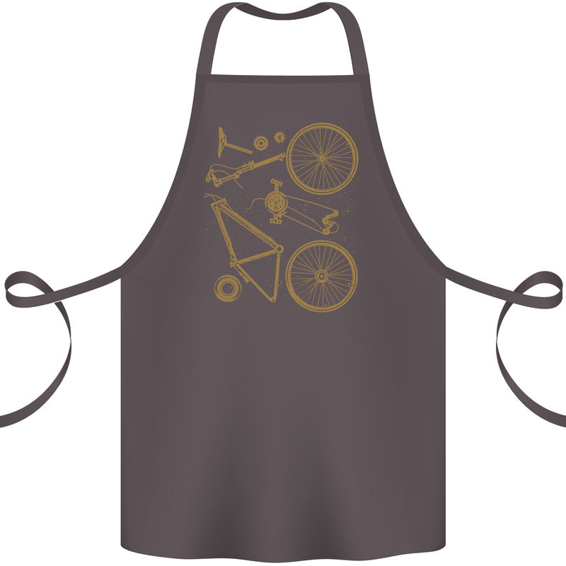 Bicycle Parts Cycling Cyclist Bike Funny Cotton Apron 100% Organic Dark Grey