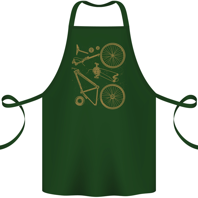 Bicycle Parts Cycling Cyclist Bike Funny Cotton Apron 100% Organic Forest Green