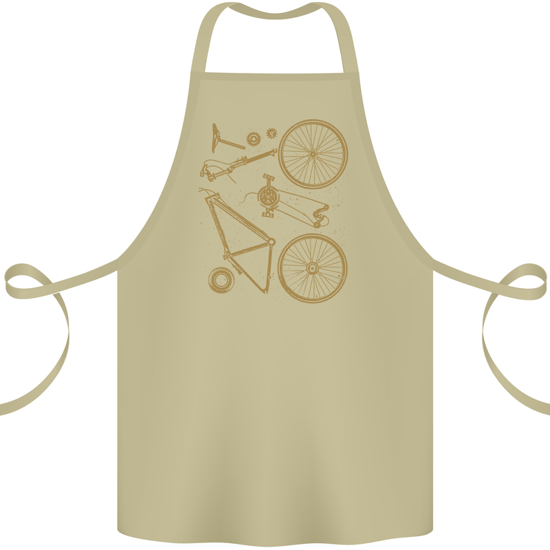 Bicycle Parts Cycling Cyclist Bike Funny Cotton Apron 100% Organic Khaki