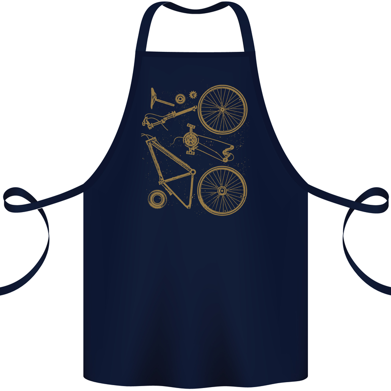 Bicycle Parts Cycling Cyclist Bike Funny Cotton Apron 100% Organic Navy Blue