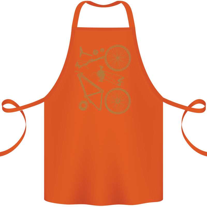 Bicycle Parts Cycling Cyclist Bike Funny Cotton Apron 100% Organic Orange
