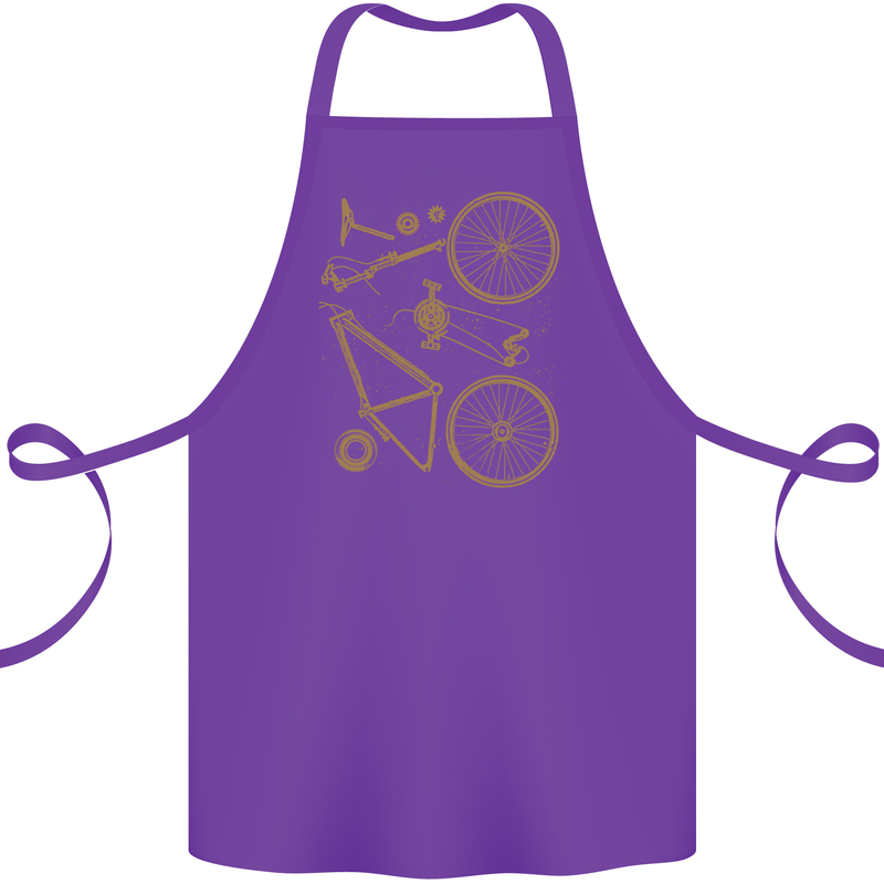 Bicycle Parts Cycling Cyclist Bike Funny Cotton Apron 100% Organic Purple