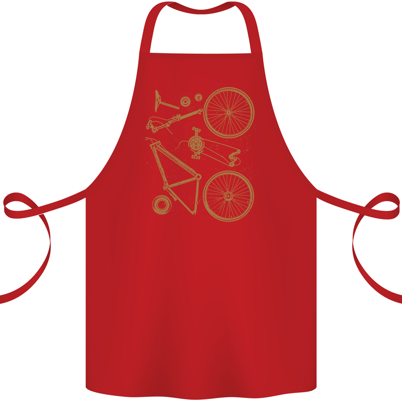 Bicycle Parts Cycling Cyclist Bike Funny Cotton Apron 100% Organic Red