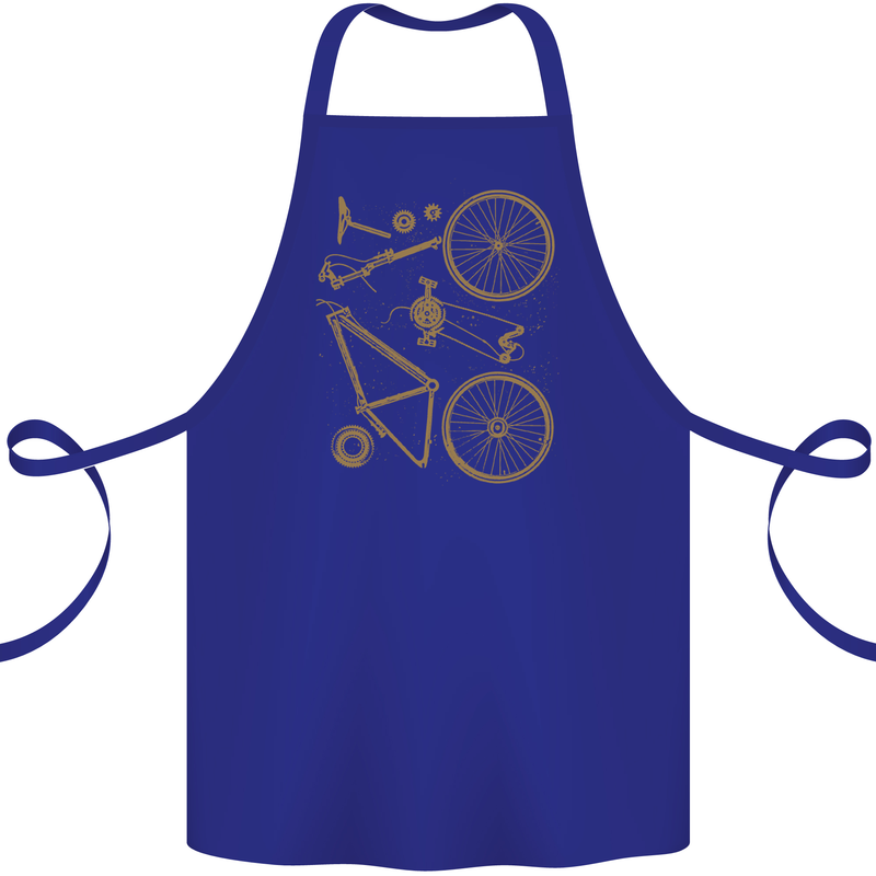 Bicycle Parts Cycling Cyclist Bike Funny Cotton Apron 100% Organic Royal Blue