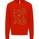Bicycle Parts Cycling Cyclist Bike Funny Kids Sweatshirt Jumper Bright Red