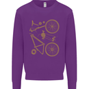 Bicycle Parts Cycling Cyclist Bike Funny Kids Sweatshirt Jumper Purple