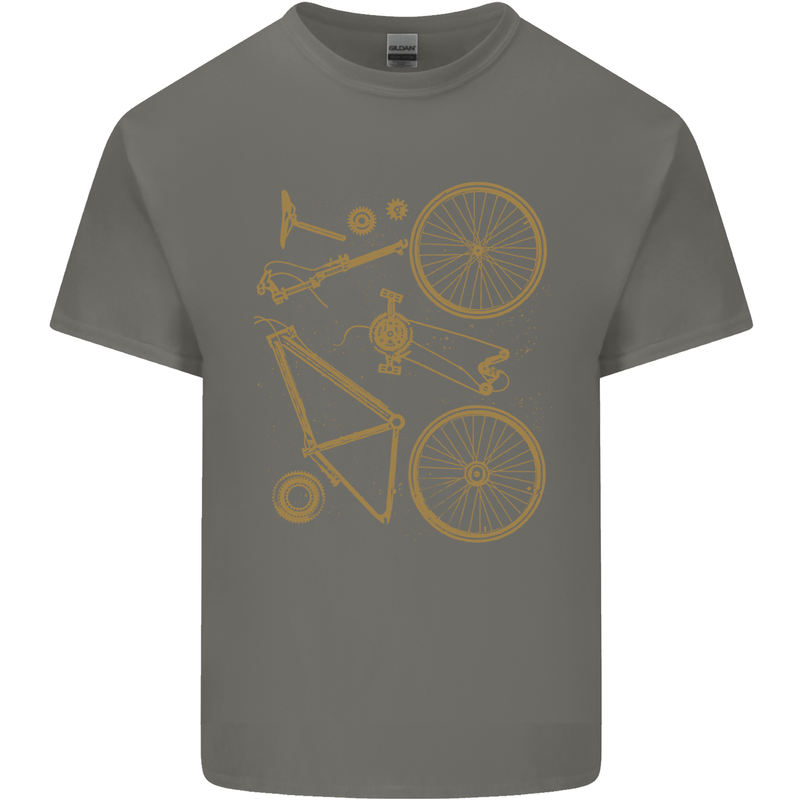 Bicycle Parts Cycling Cyclist Bike Funny Mens Cotton T-Shirt Tee Top Charcoal