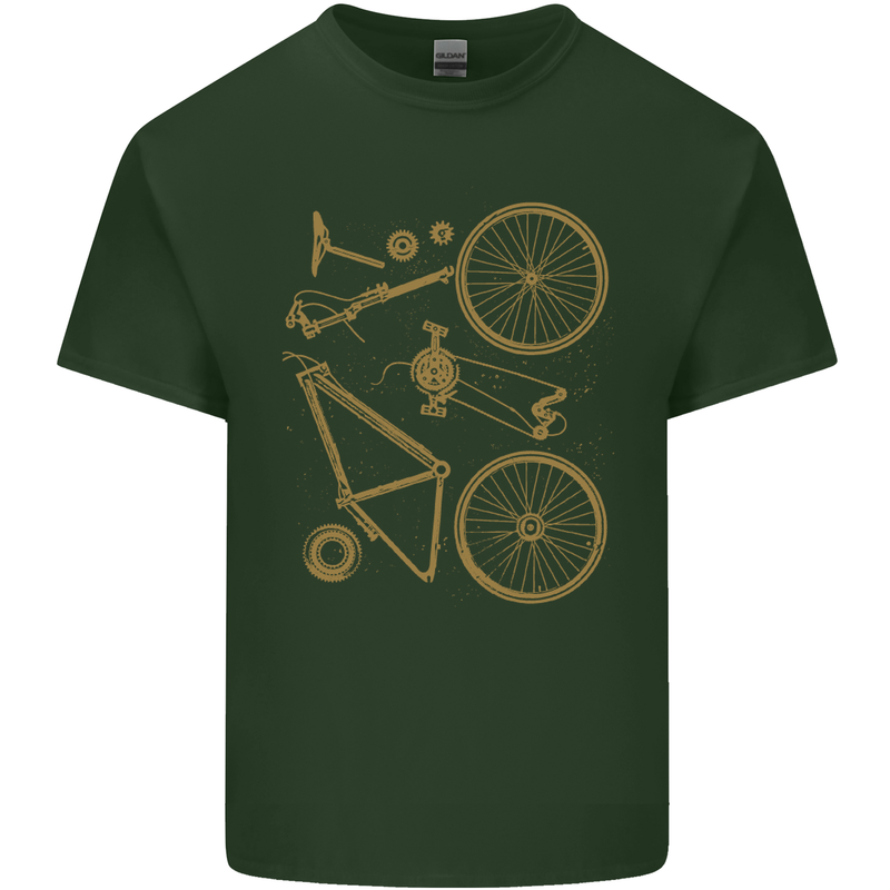 Bicycle Parts Cycling Cyclist Bike Funny Mens Cotton T-Shirt Tee Top Forest Green