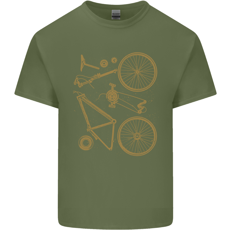 Bicycle Parts Cycling Cyclist Bike Funny Mens Cotton T-Shirt Tee Top Military Green