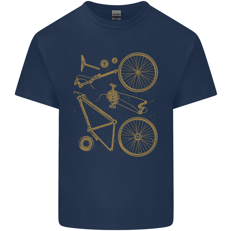 Bicycle Parts Cycling Cyclist Bike Funny Mens Cotton T-Shirt Tee Top Navy Blue