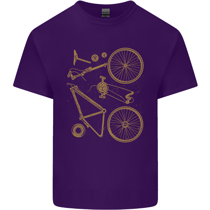 Bicycle Parts Cycling Cyclist Bike Funny Mens Cotton T-Shirt Tee Top Purple