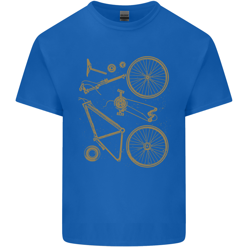 Bicycle Parts Cycling Cyclist Bike Funny Mens Cotton T-Shirt Tee Top Royal Blue
