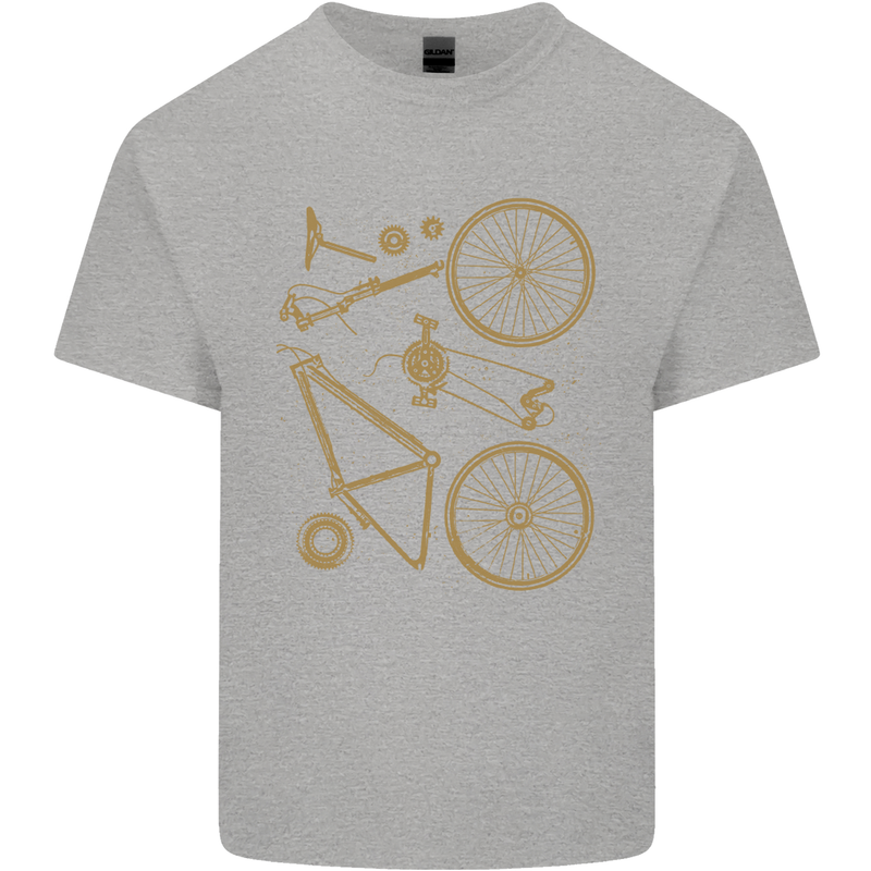 Bicycle Parts Cycling Cyclist Bike Funny Mens Cotton T-Shirt Tee Top Sports Grey