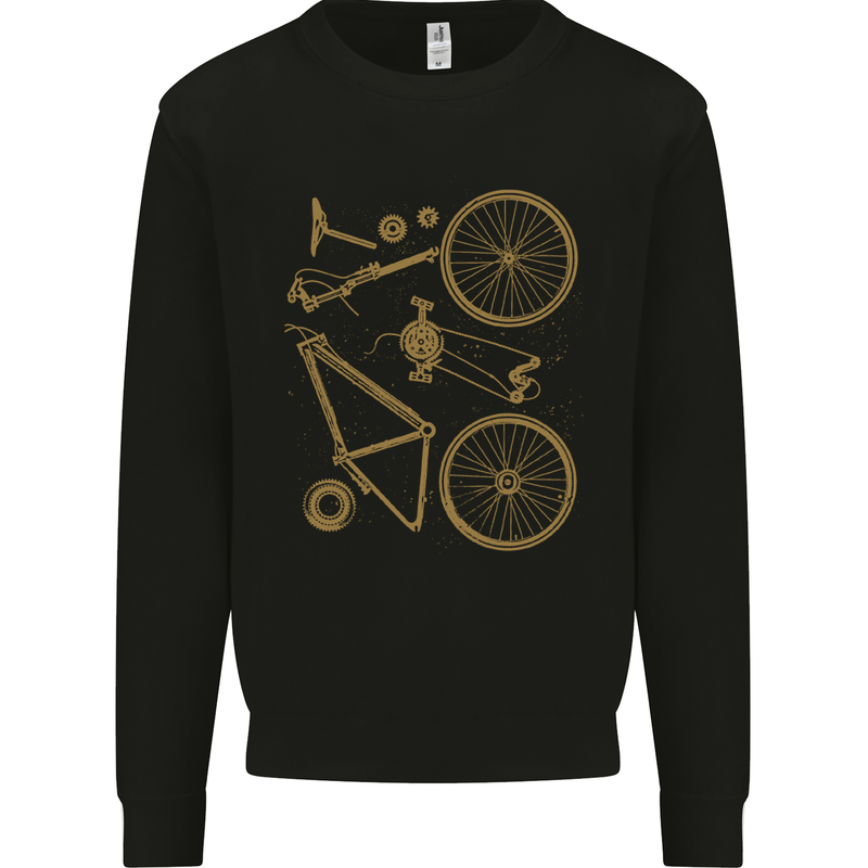 Bicycle Parts Cycling Cyclist Bike Funny Mens Sweatshirt Jumper Black