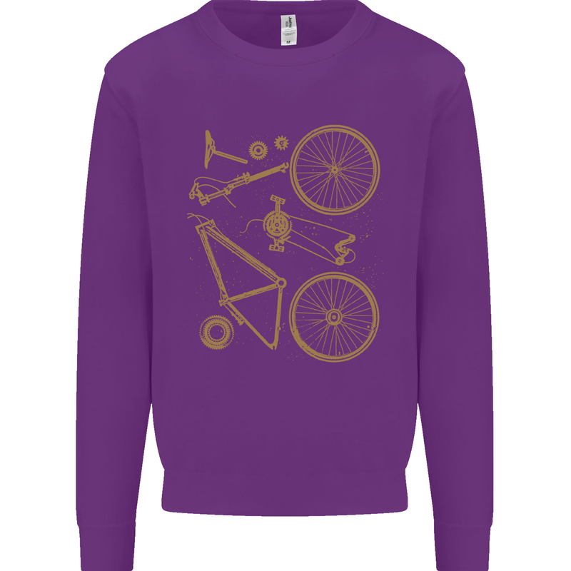 Bicycle Parts Cycling Cyclist Bike Funny Mens Sweatshirt Jumper Purple