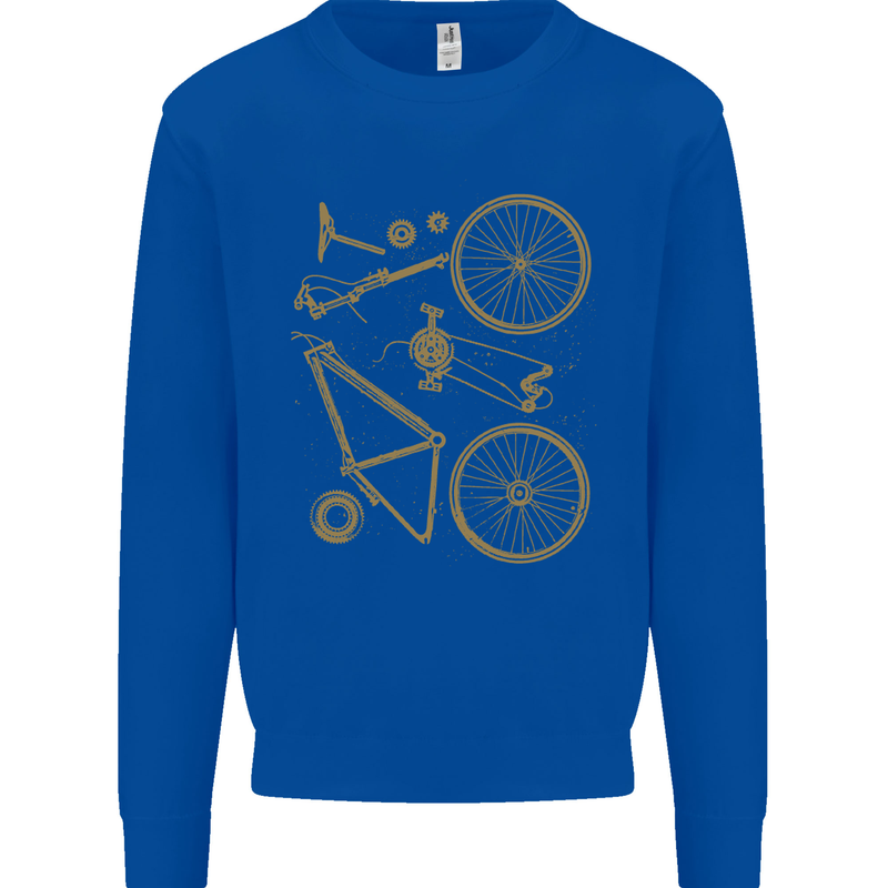 Bicycle Parts Cycling Cyclist Bike Funny Mens Sweatshirt Jumper Royal Blue