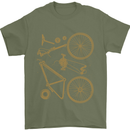 Bicycle Parts Cycling Cyclist Bike Funny Mens T-Shirt Cotton Gildan Military Green