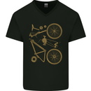 Bicycle Parts Cycling Cyclist Bike Funny Mens V-Neck Cotton T-Shirt Black