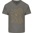 Bicycle Parts Cycling Cyclist Bike Funny Mens V-Neck Cotton T-Shirt Charcoal