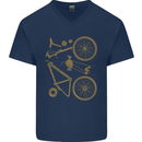 Bicycle Parts Cycling Cyclist Bike Funny Mens V-Neck Cotton T-Shirt Navy Blue