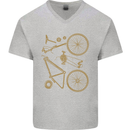 Bicycle Parts Cycling Cyclist Bike Funny Mens V-Neck Cotton T-Shirt Sports Grey