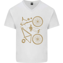 Bicycle Parts Cycling Cyclist Bike Funny Mens V-Neck Cotton T-Shirt White