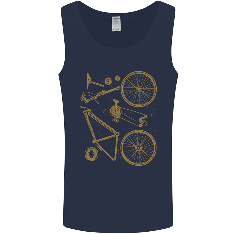 Bicycle Parts Cycling Cyclist Bike Funny Mens Vest Tank Top Navy Blue