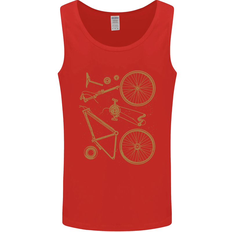 Bicycle Parts Cycling Cyclist Bike Funny Mens Vest Tank Top Red