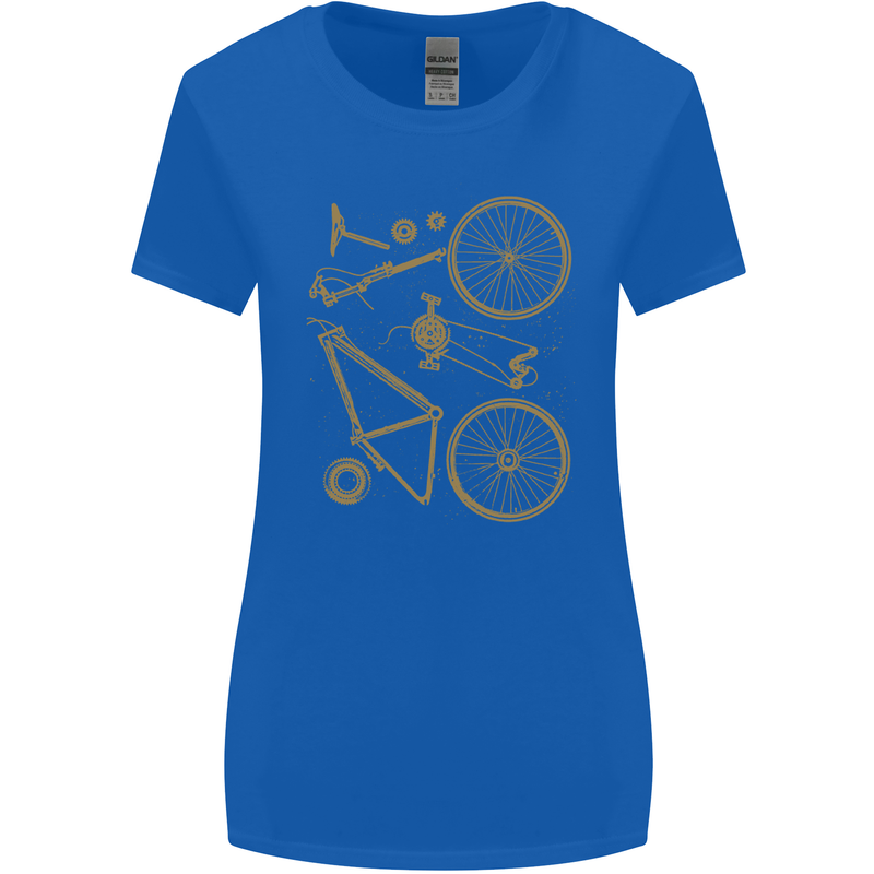 Bicycle Parts Cycling Cyclist Bike Funny Womens Wider Cut T-Shirt Royal Blue