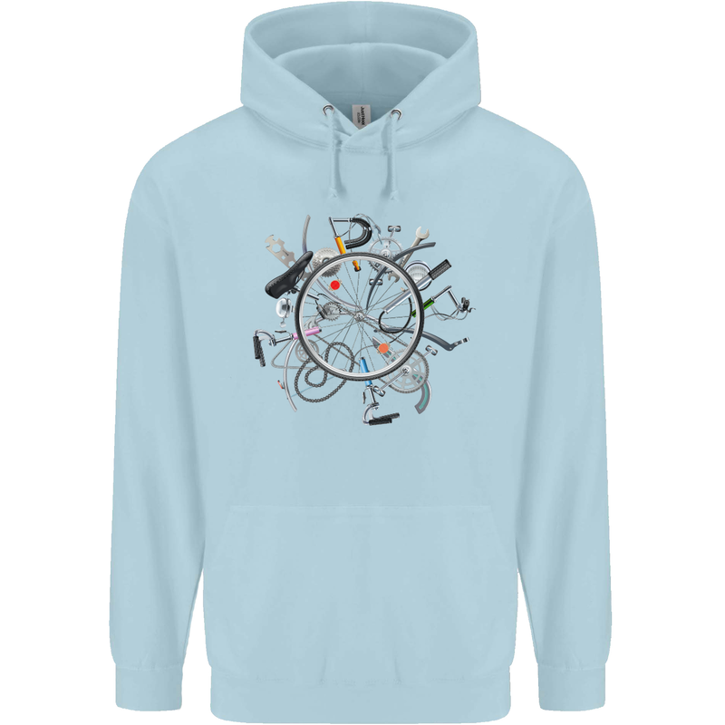 Bicycle Parts Cycling Cyclist Cycle Bicycle Childrens Kids Hoodie Light Blue