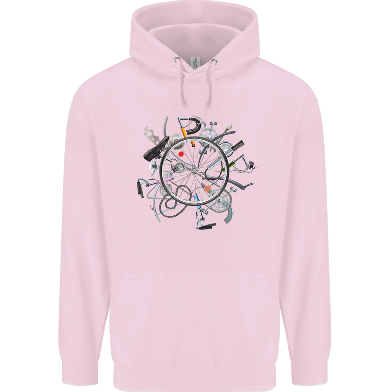 Bicycle Parts Cycling Cyclist Cycle Bicycle Childrens Kids Hoodie Light Pink