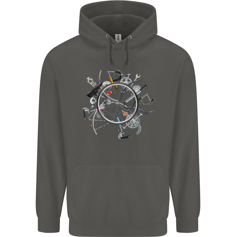 Bicycle Parts Cycling Cyclist Cycle Bicycle Childrens Kids Hoodie Storm Grey