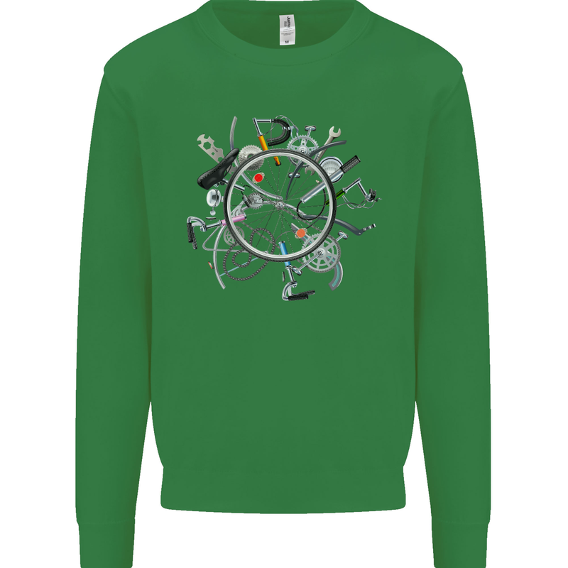 Bicycle Parts Cycling Cyclist Cycle Bicycle Kids Sweatshirt Jumper Irish Green