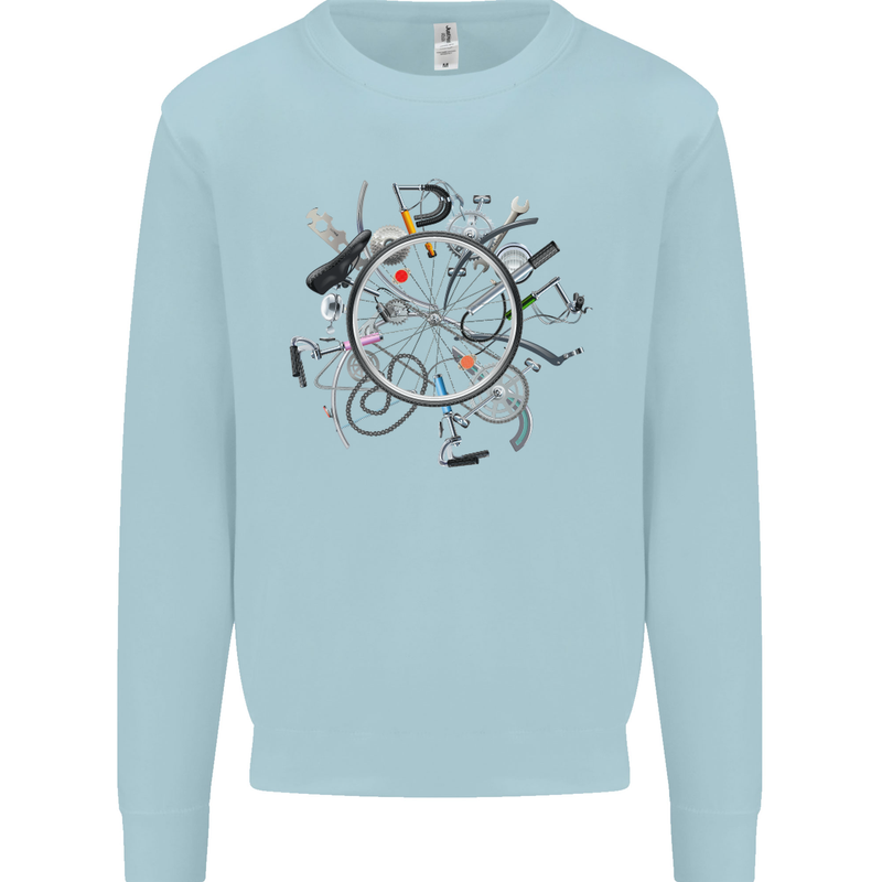 Bicycle Parts Cycling Cyclist Cycle Bicycle Kids Sweatshirt Jumper Light Blue