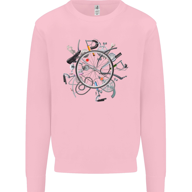 Bicycle Parts Cycling Cyclist Cycle Bicycle Kids Sweatshirt Jumper Light Pink