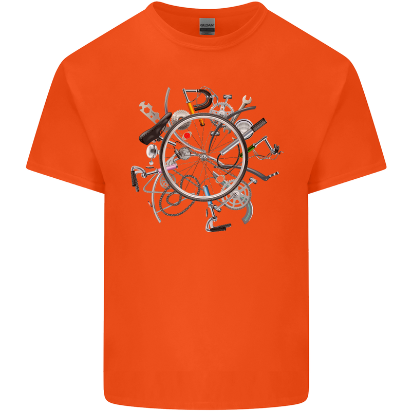 Bicycle Parts Cycling Cyclist Cycle Bicycle Kids T-Shirt Childrens Orange