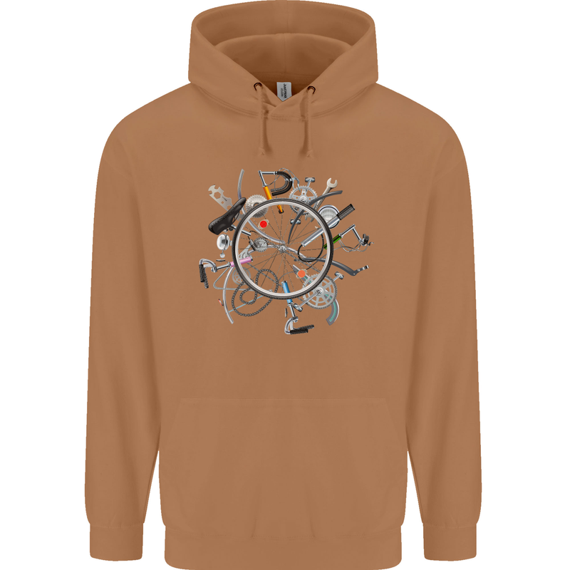 Bicycle Parts Cycling Cyclist Cycle Bicycle Mens 80% Cotton Hoodie Caramel Latte