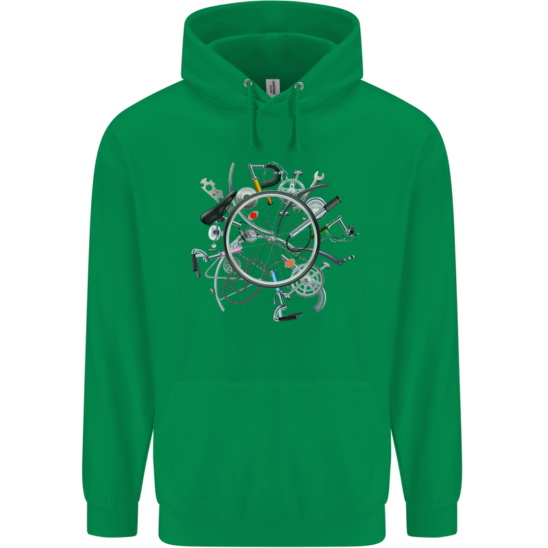 Bicycle Parts Cycling Cyclist Cycle Bicycle Mens 80% Cotton Hoodie Irish Green