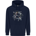 Bicycle Parts Cycling Cyclist Cycle Bicycle Mens 80% Cotton Hoodie Navy Blue