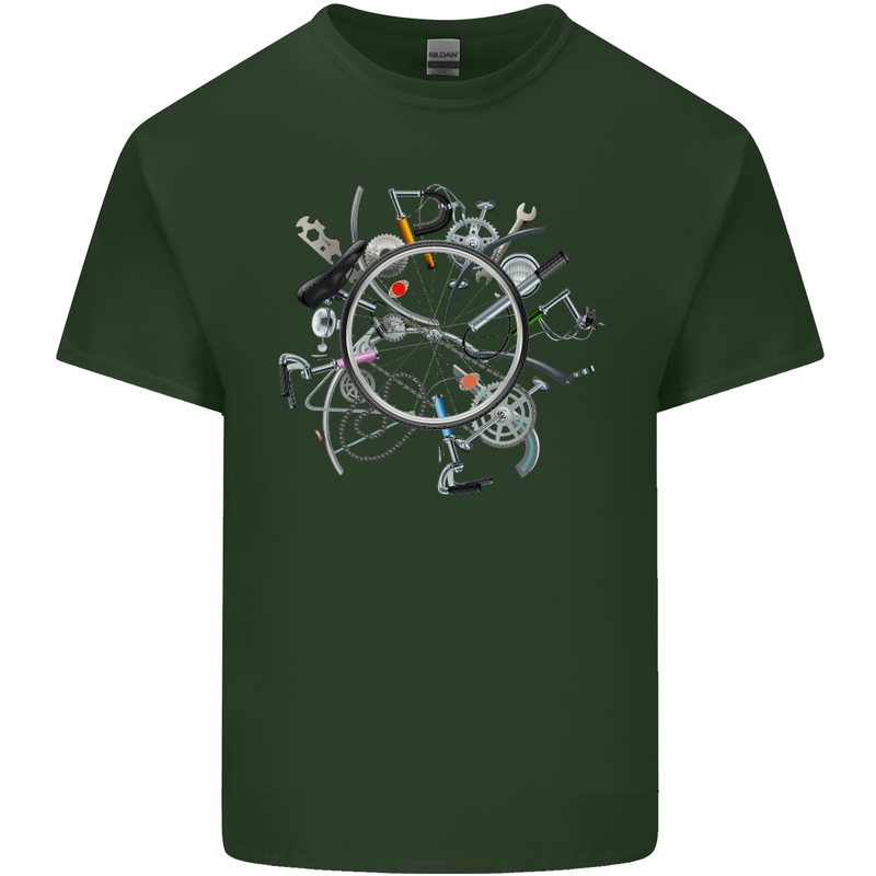 Bicycle Parts Cycling Cyclist Cycle Bicycle Mens Cotton T-Shirt Tee Top Forest Green