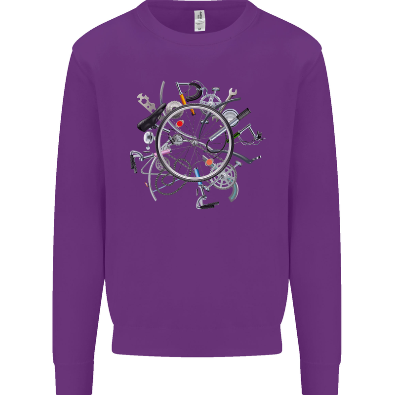 Bicycle Parts Cycling Cyclist Cycle Bicycle Mens Sweatshirt Jumper Purple