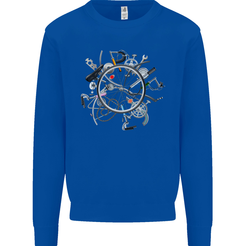 Bicycle Parts Cycling Cyclist Cycle Bicycle Mens Sweatshirt Jumper Royal Blue