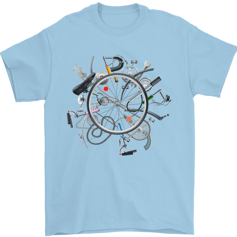 Bicycle Parts Cycling Cyclist Cycle Bicycle Mens T-Shirt Cotton Gildan Light Blue