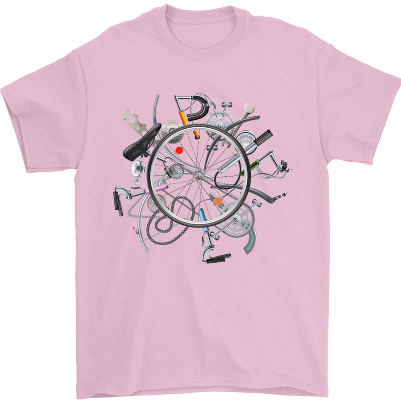 Bicycle Parts Cycling Cyclist Cycle Bicycle Mens T-Shirt Cotton Gildan Light Pink
