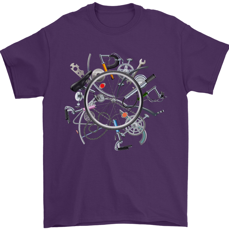 Bicycle Parts Cycling Cyclist Cycle Bicycle Mens T-Shirt Cotton Gildan Purple