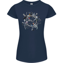 Bicycle Parts Cycling Cyclist Cycle Bicycle Womens Petite Cut T-Shirt Navy Blue